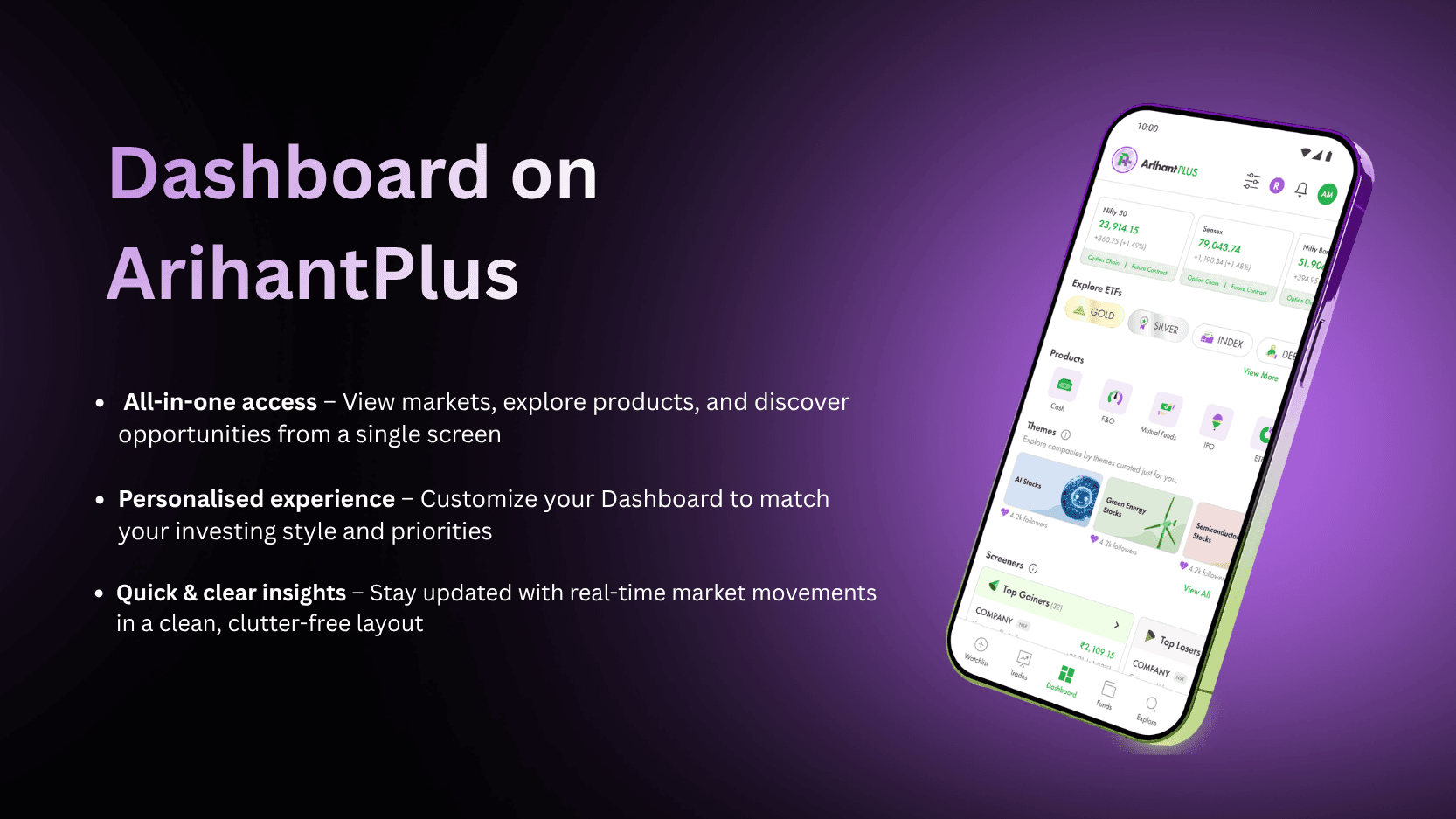 All-in-one access – View markets, explore products, and discover opportunities from a single screen Personalised experience – Customize your Dashboard to match your investing style and priorities .png